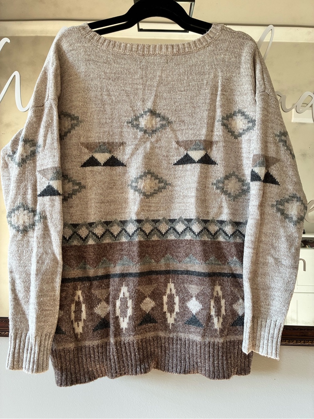 American Eagle Outfitters Southwestern Aztec Pattern Crewneck Sweater - Picture 3 of 7